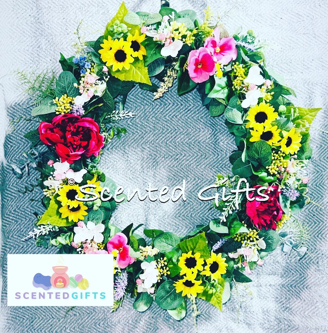 Handmade Luxury Yellow and Pink 40cm Wreath