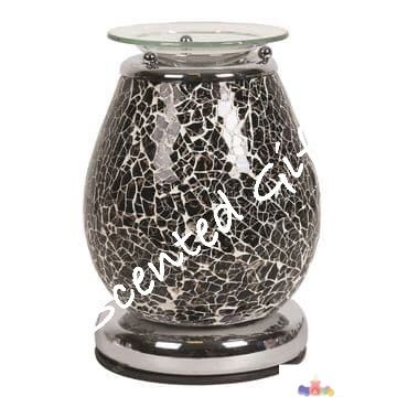 Smokey Aroma crackle electric wax lamp   Touch electric wax melt burner- Juno Mosaic 17cm.  Our gorgeous new mosaic burners feature 'touch technology'. Touching the burner will give you three different levels of heat/light, with 3 touch sensitive options.