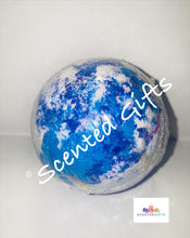 Load image into Gallery viewer, 400mg CBD Coloured Bath Balls   Colour layered round sphere orb shaped bath bombs with 400mg of CBD isolate in range of scents, the strongest individual CBD bomb. 
