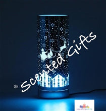 Load image into Gallery viewer, Santa Sleigh &amp; Snowflake LED Aroma Lamp  Tall Aroma Lamp In a Festive Design With LED Lights Inside And Hot Plate To Warm The Wax/Oils
