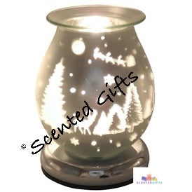 Touch Aroma Lamp    Glass Touch Aroma Lamp In a Stunning Festive Design Simply Touch To Turn On And Off.  UK Mains Powered, Suitable for Oils and Wax Melts  This Beautiful New Finish, Described as 'Frosted Satin', Incorporates a Soft Matte Silver Sheen When Turned Off, and a Gorgeous Soft Glow When Turned On.