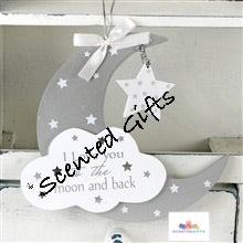 Load image into Gallery viewer, Twinkle Twinkle MDF Moon And Star Hanging Plaque 16.5cm  Gorgeous Twinkle Twinkle MDF Hanging Plaque In A Nice Moon And Star Design 15.5cm x 16.5cm
