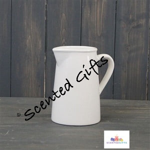 Glazed Ceramic Jug    Glossy White Ceramic Jug With Large Round Handle And Easy Pour Spout  15.3 x 14 x10cm