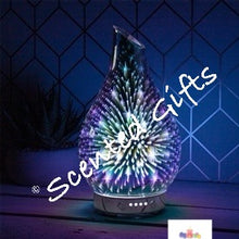 Load image into Gallery viewer, Starry Night Aroma Humidifier Diffuser UK Mains Powered, Ultrasonic Humidifier In a Stunning Silver Glass Mosaic Design - Simply Add Water And Oil To The Tank And See It Quickly Vaporise Into a Cool, Dry Scented Mist Perfect for Use With fragrance and Essential Oils For Aromatherapy.  With All Essential Oils, Please Take Care To Use Safely and To Only Use Oils Appropriate For The Environment (Children, Pets etc...).
