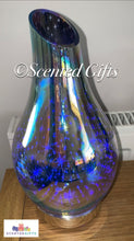 Load image into Gallery viewer, Starry Night Aroma Humidifier Diffuser UK Mains Powered, Ultrasonic Humidifier In a Stunning Silver Glass Mosaic Design - Simply Add Water And Oil To The Tank And See It Quickly Vaporise Into a Cool, Dry Scented Mist Perfect for Use With fragrance and Essential Oils For Aromatherapy.  With All Essential Oils, Please Take Care To Use Safely and To Only Use Oils Appropriate For The Environment (Children, Pets etc...).
